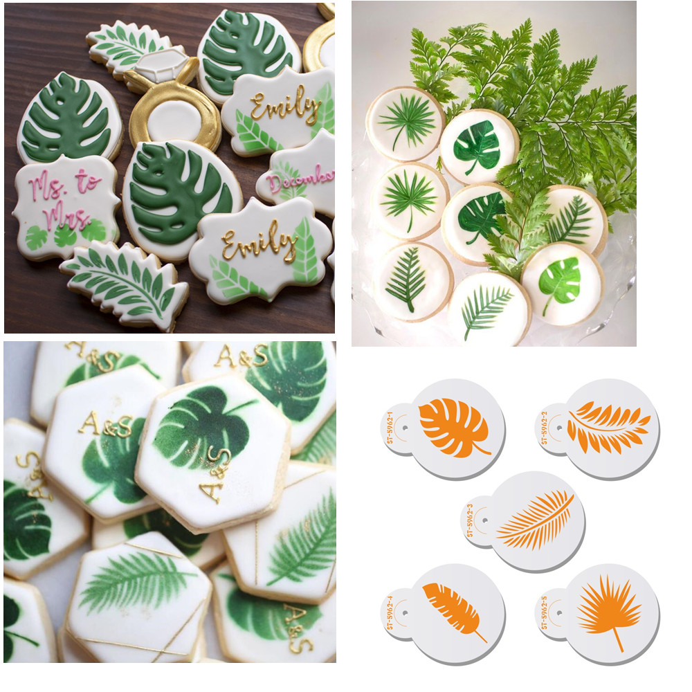 Coffee Stencil Art - Monstera/Coconut/Palm Leaf Shape Cookies Stencil Coffee