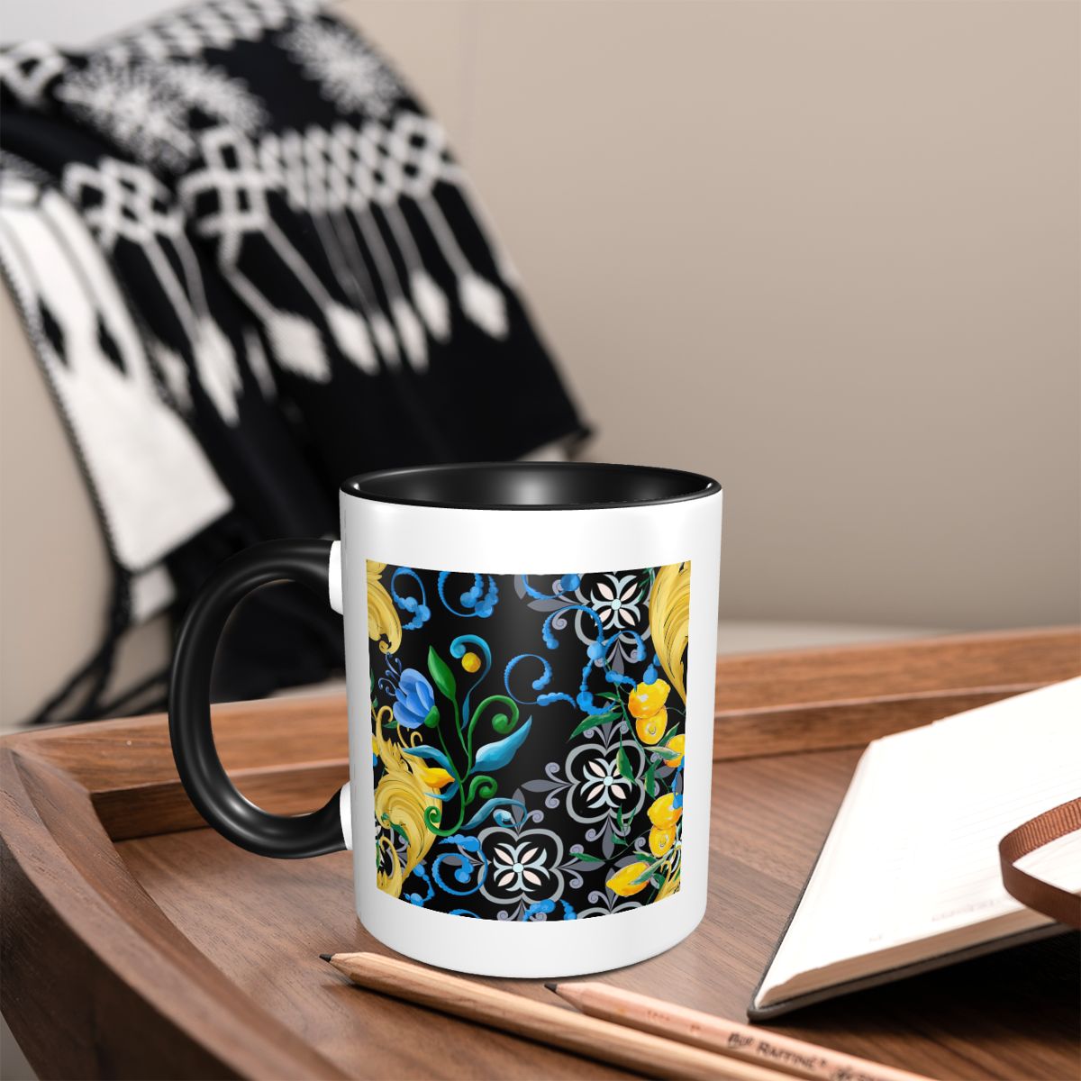 Lemon Tea Coffee - Sicilian Tiles Mediterranean Mosaic Lemons Mug
