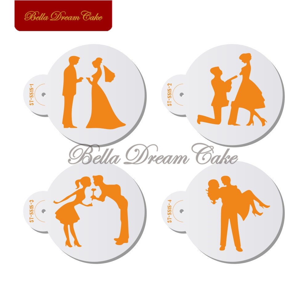 Coffee Stencil Art - Couple Lovers Cookies Stencil Valentine's Day