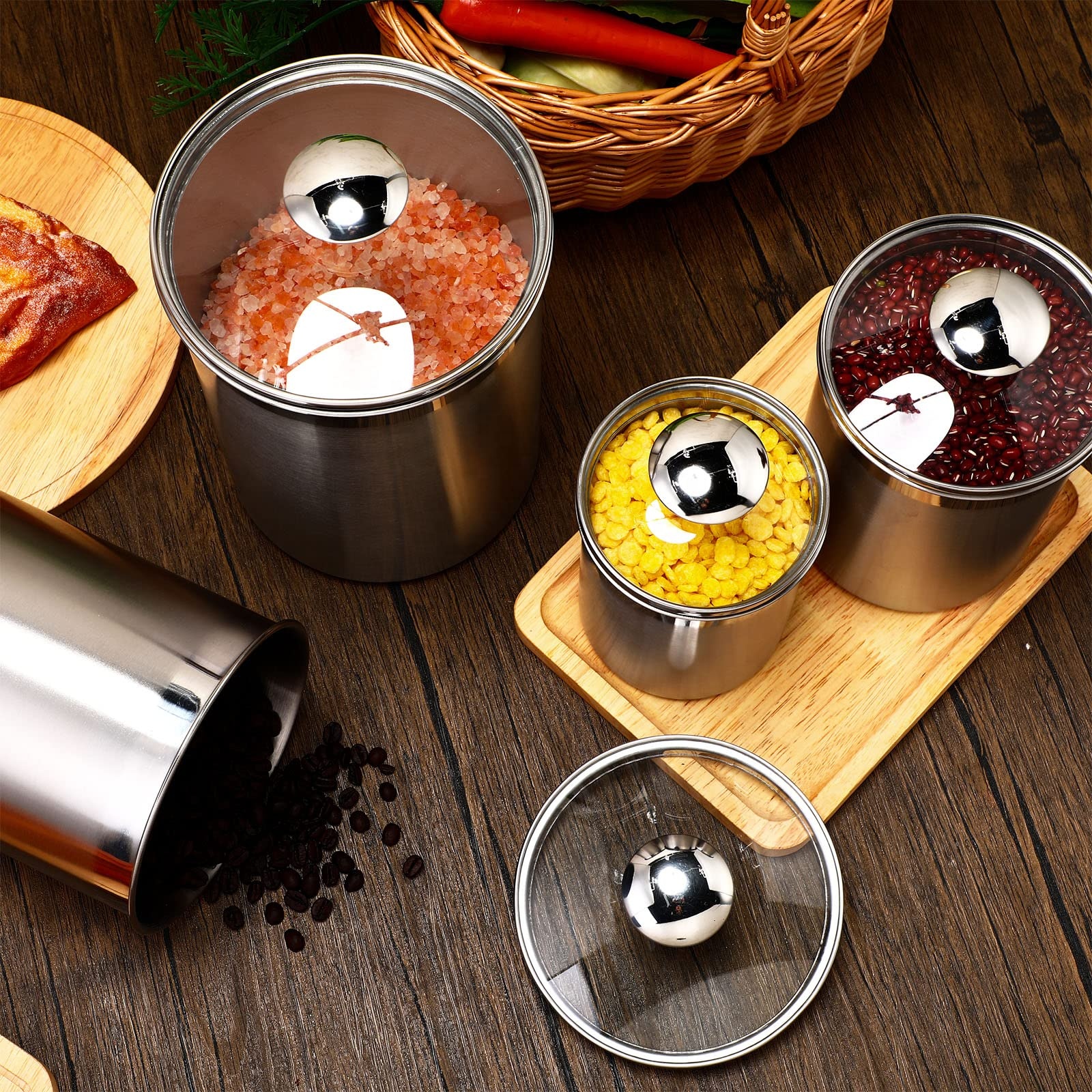 Coffee Tea Sugar Canisters - Food Storage Containers Tea Coffee Sugar