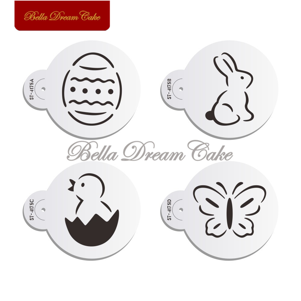 Coffee Stencil Art - 3.15” Easter Eggs Bunny Macaron Cookies