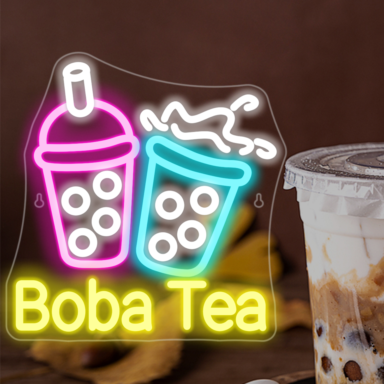 Coffee Tea Neon Sign - Bubble Tea Neon Light Colorful LED