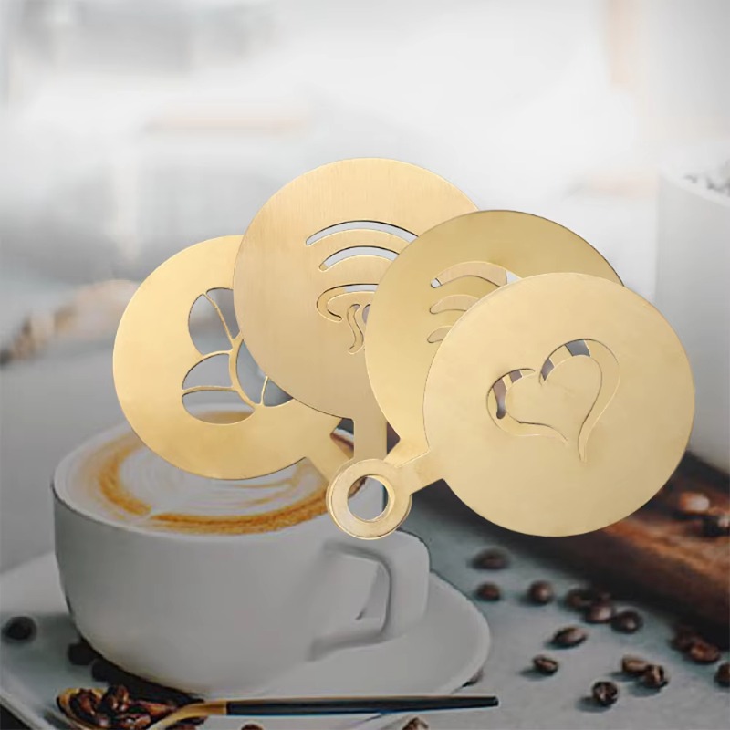 4pcs Stainless Steel Coffee St - Coffee Stencil Art review and price