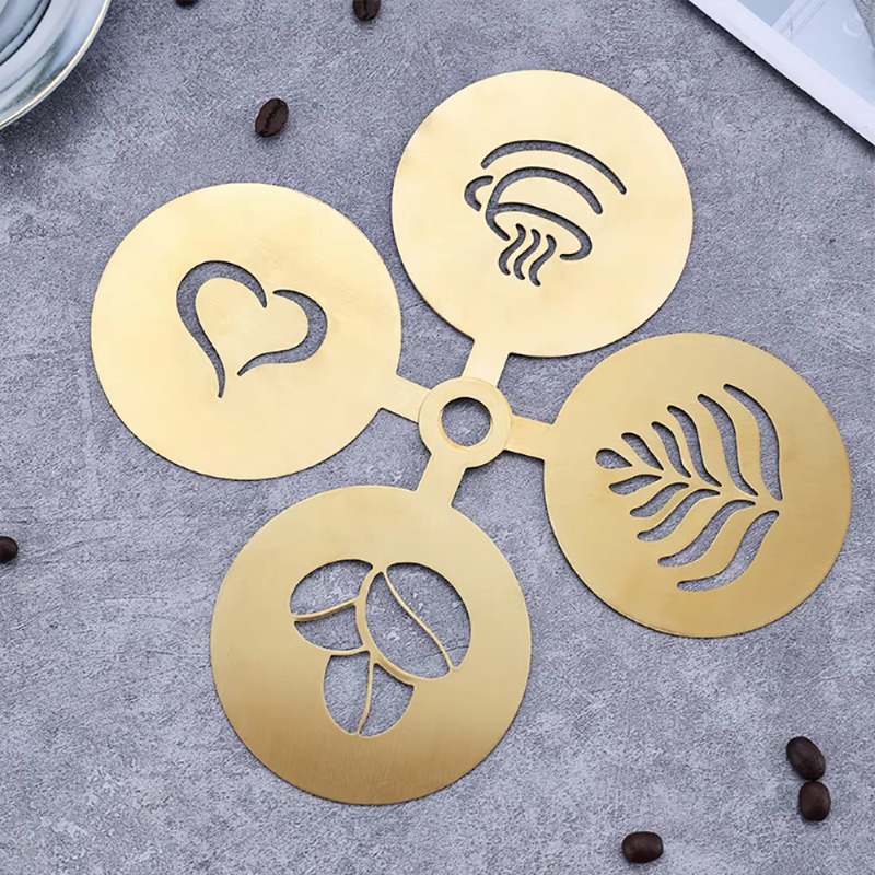 4pcs Stainless Steel Coffee St - Coffee Stencil Art review and price