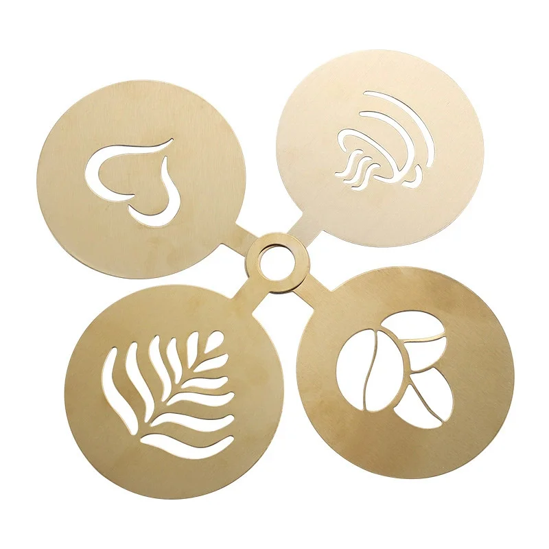 4pcs Golden Stainless Steel Co - Coffee Stencil Art review and price
