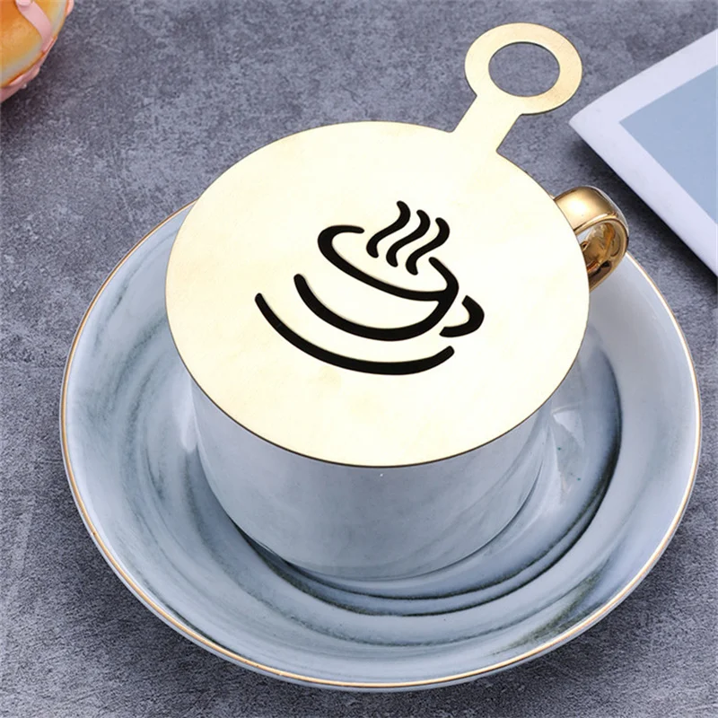 4pcs Golden Stainless Steel Co - Coffee Stencil Art review and price