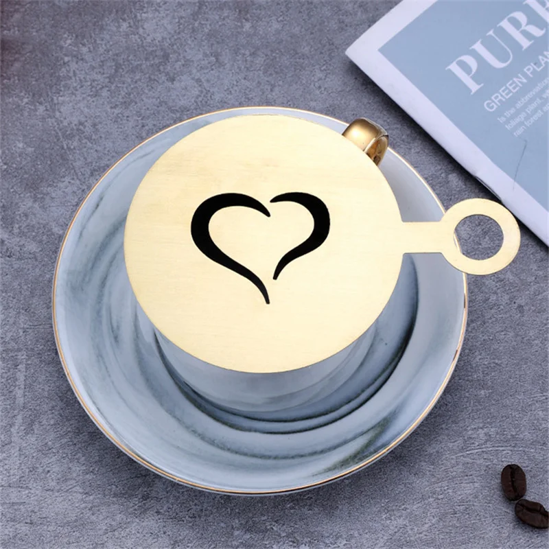 4pcs Golden Stainless Steel Co - Coffee Stencil Art review and price