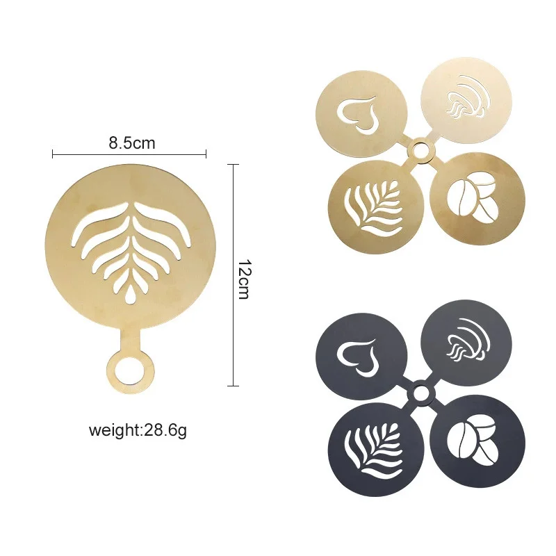 4pcs Golden Stainless Steel Co - Coffee Stencil Art review and price