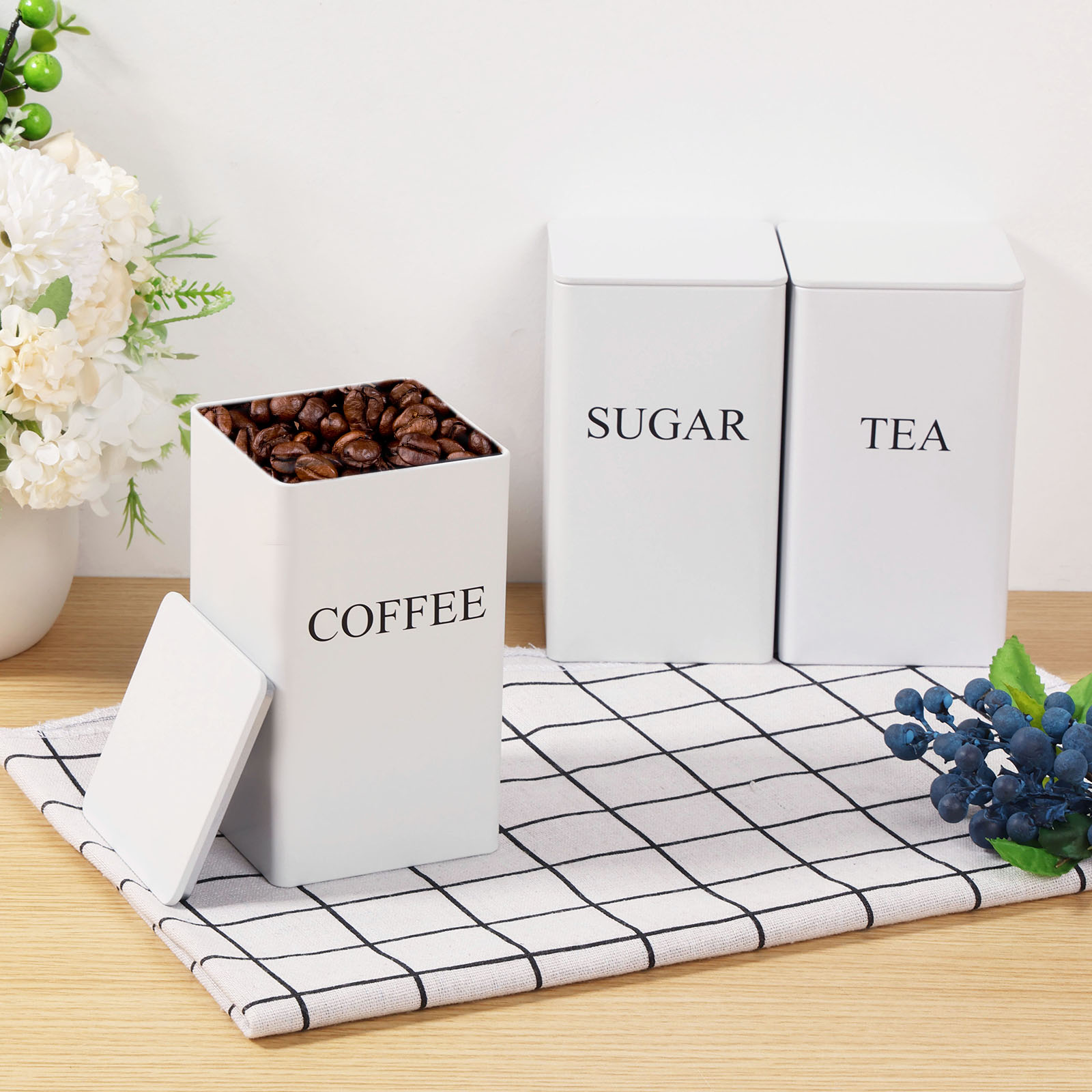 3Pcs Coffee Bean Storage Canis - Coffee Tea Sugar Canisters review and price