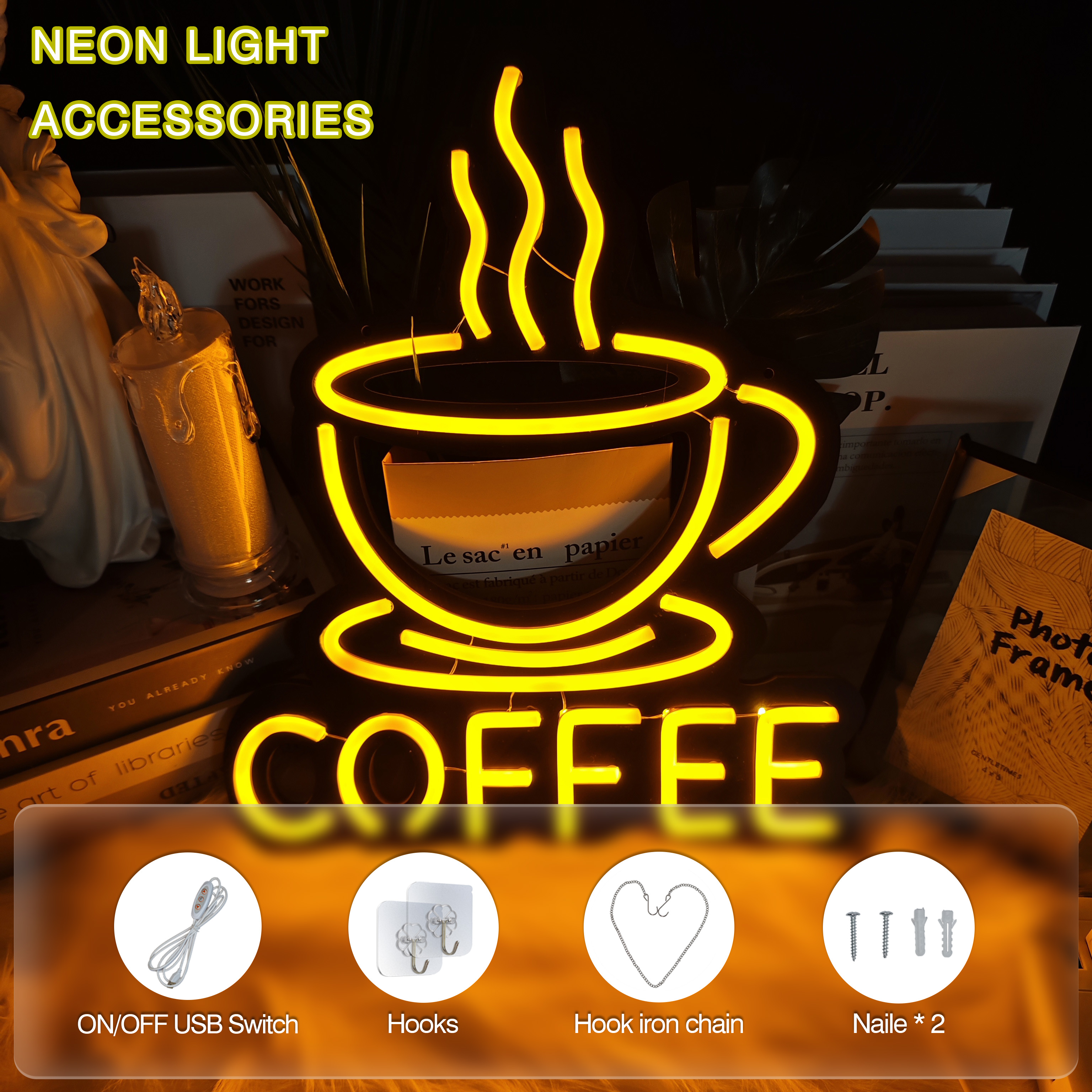 1 pc Bright coffee LED neon si - Coffee Tea Neon Sign review and price