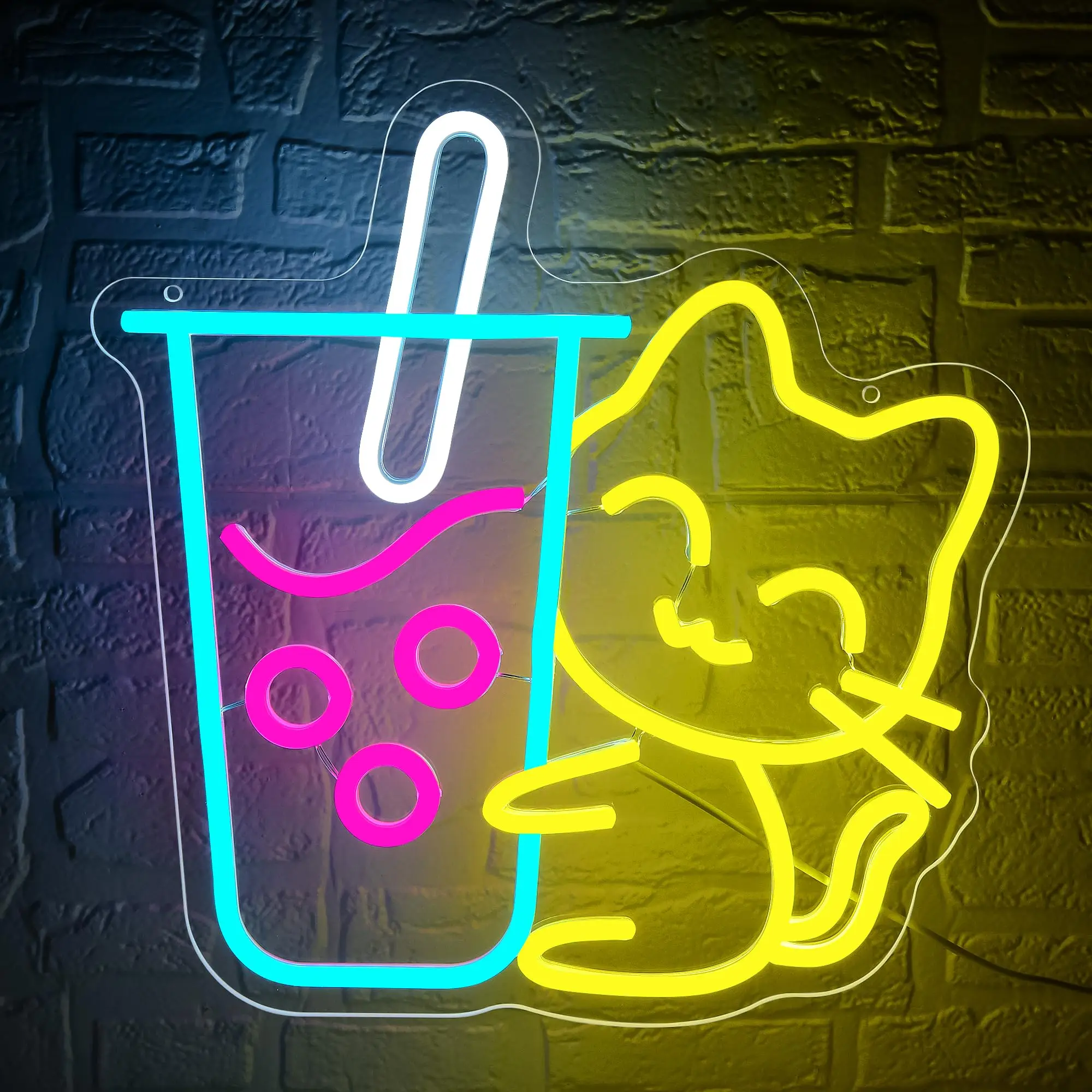 Cat Boba Tea Neon Sign for Wal - Coffee Tea Neon Sign review and price