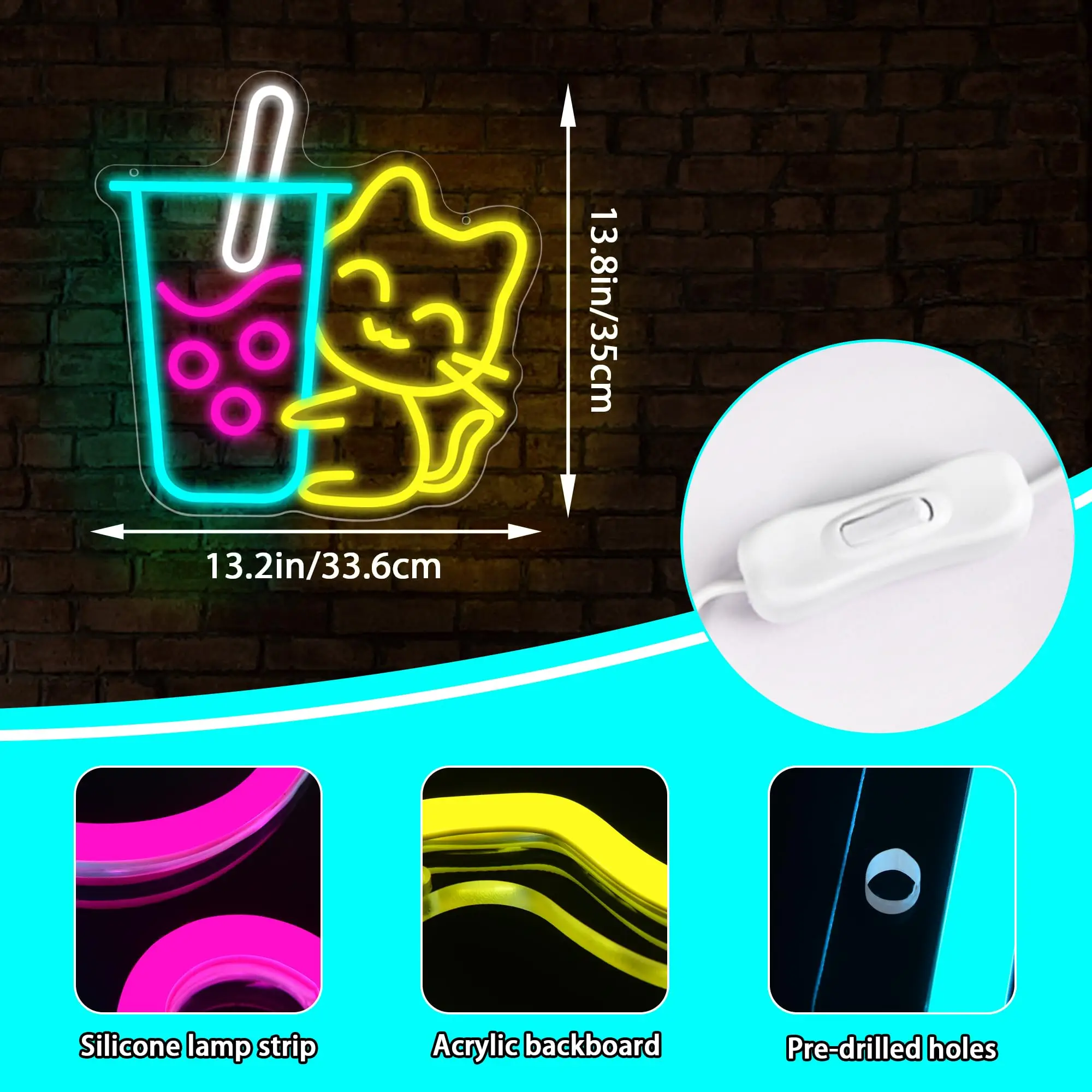 Cat Boba Tea Neon Sign for Wal - Coffee Tea Neon Sign review and price