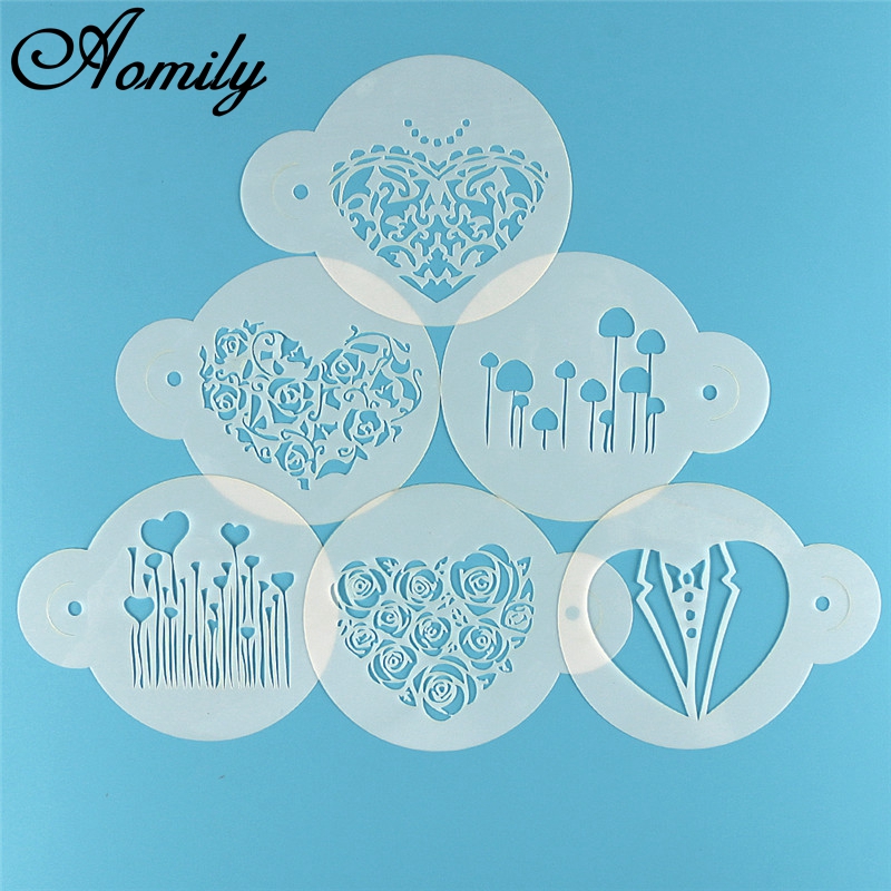 Aomily 6pcs/Set Valentine's Da - Coffee Stencil Art review and price