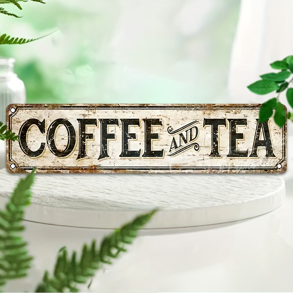 Vintage Metal Wall Art Sign -  - Coffee Tea Font review and price