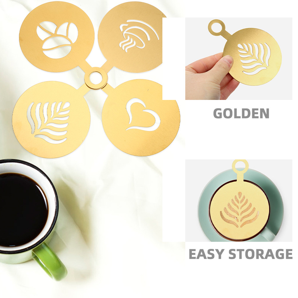 4Pcs Stainless Steel Coffee De - Coffee Stencil Art review and price