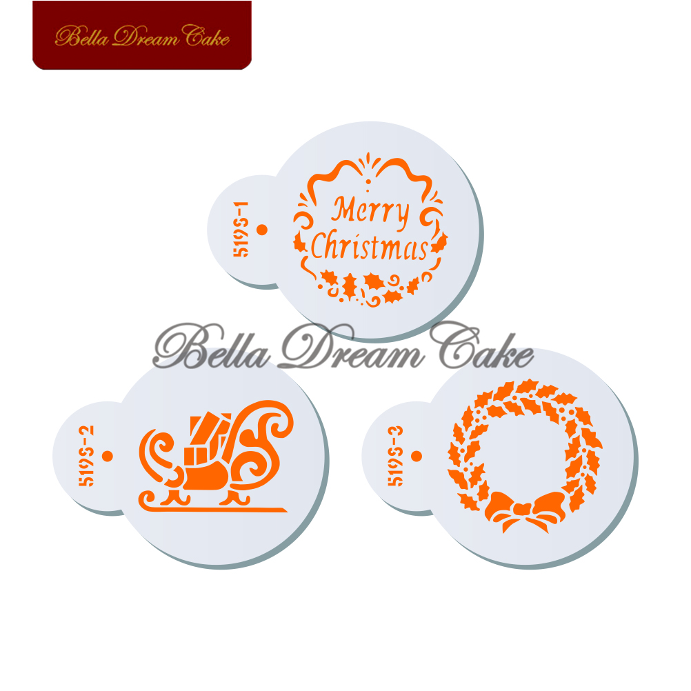 3pcs/set Merry Christmas Wreat - Coffee Stencil Art review and price