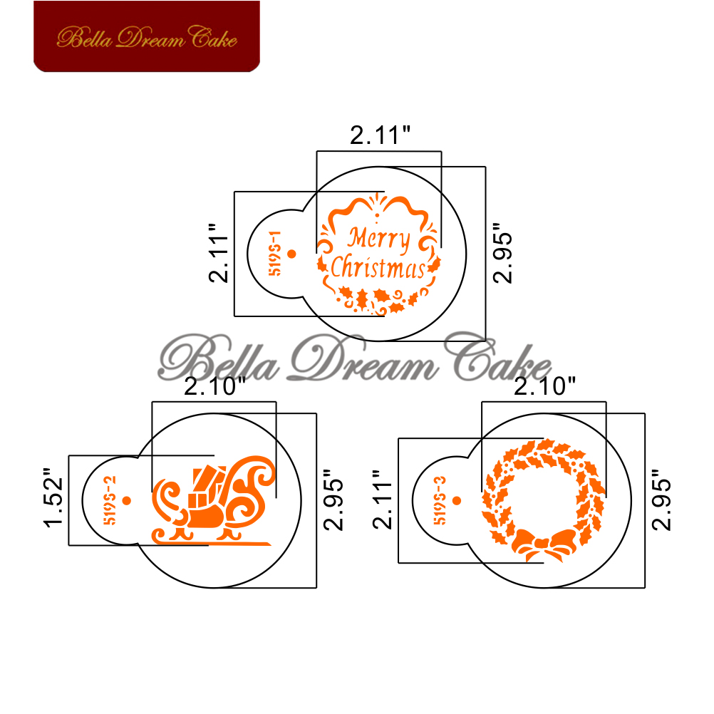 3pcs/set Merry Christmas Wreat - Coffee Stencil Art review and price