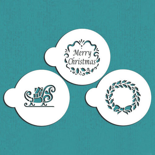 3pcs/set Merry Christmas Wreat - Coffee Stencil Art review and price