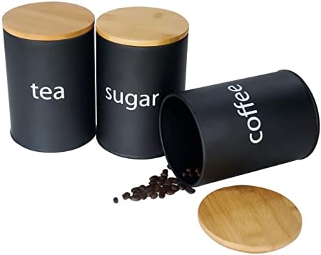 SOTECH Black Metal Kitchen Can - Coffee Tea Sugar Canisters review and price