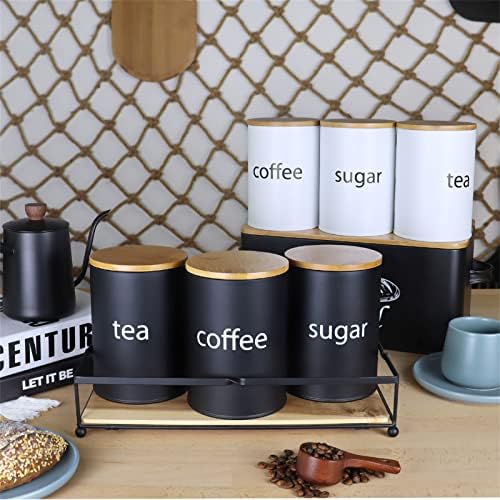 SOTECH Black Metal Kitchen Can - Coffee Tea Sugar Canisters review and price