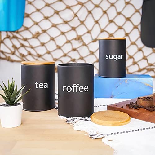 SOTECH Black Metal Kitchen Can - Coffee Tea Sugar Canisters review and price