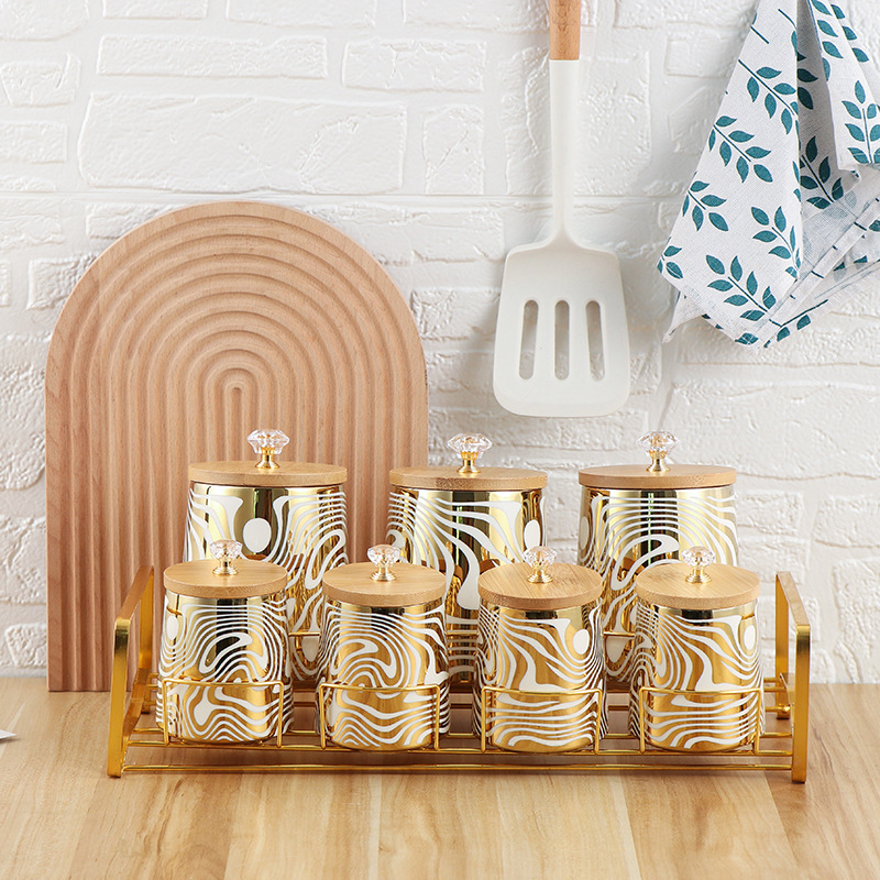 Set of 7 Color Glazed Ceramic  - Coffee Tea Sugar Canisters review and price