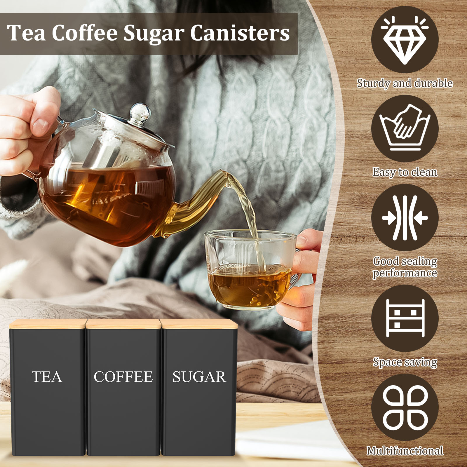 Coffee Bean Storage Jar Metal  - Coffee Tea Sugar Canisters review and price
