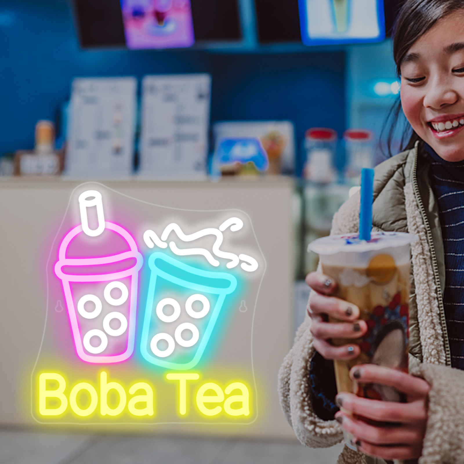 Bubble Tea Neon Light Colorful - Coffee Tea Neon Sign review and price